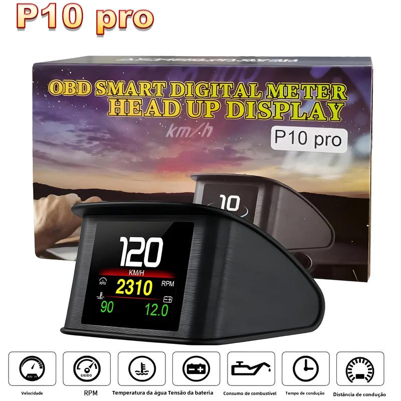 Head Up Display OBD2 P10 Pro - Computador de Bordo Digital para Carro